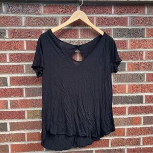 Dynamite Black Keyhole Back Scoop Neck Short Sleeve Top